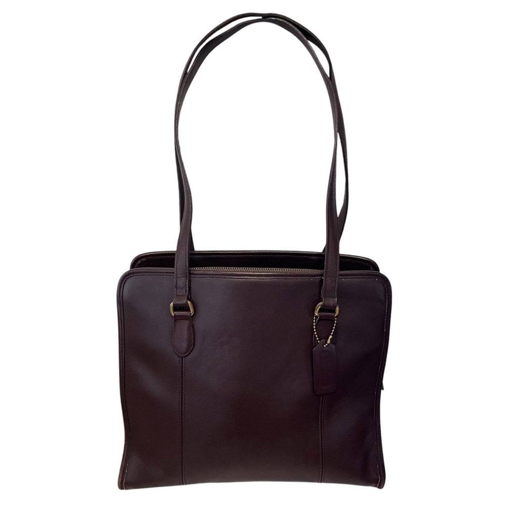 COACH Rare Vintage Mahogany Brown Double Strap Satchel Shoulder Bag #J8C-9872